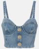 Balmain Balmain Cropped denim bustier - 1