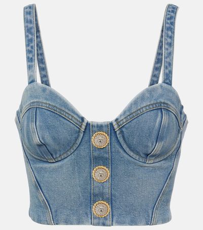 Balmain Balmain Cropped denim bustier