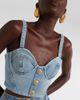 Balmain Balmain Cropped denim bustier - 4