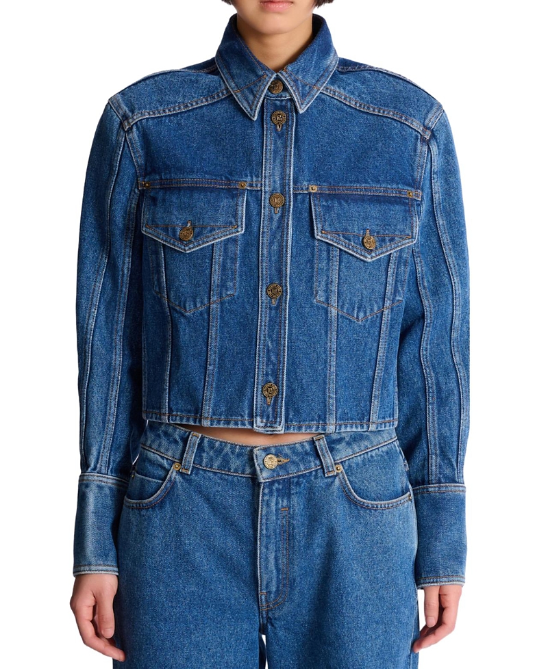 Balmain Balmain Cropped Faded Denim Jacket
