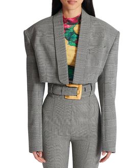 Balmain Balmain Cropped Jacket in Prince of Wales Jacquard