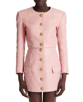 Balmain Balmain Cropped Lambskin Jacket
