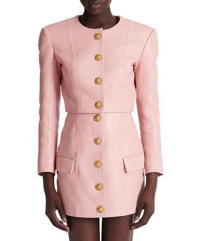 Balmain Balmain Cropped Lambskin Jacket