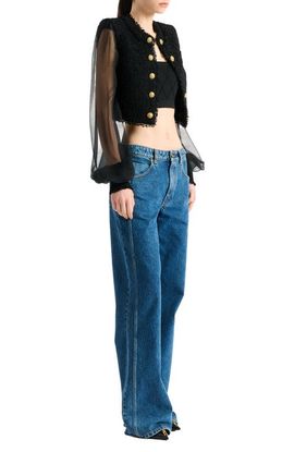 Balmain Balmain Cropped tweed and muslin jacket