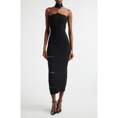 Balmain Balmain Cutout Chain Detail Rib Sweater Dress