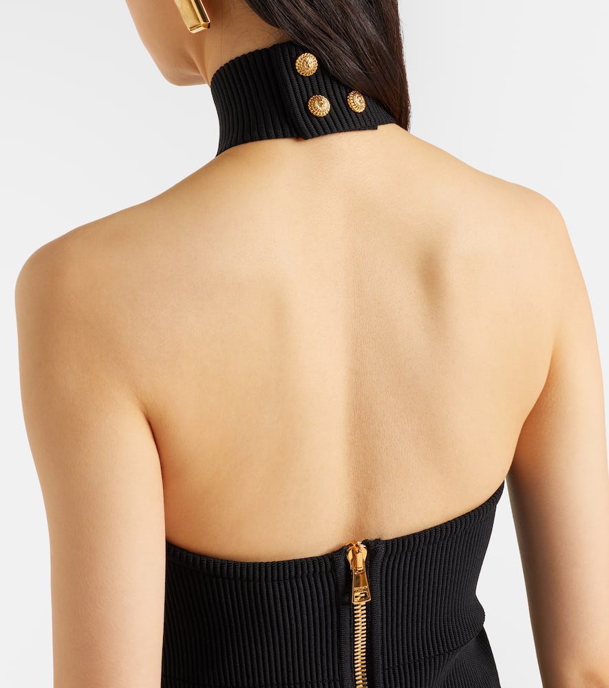 Balmain - Cutout ribbed-knit gown