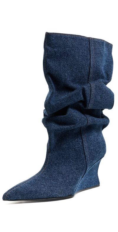 Balmain Balmain Denim Wedge Ankle Boots Bleu Jean