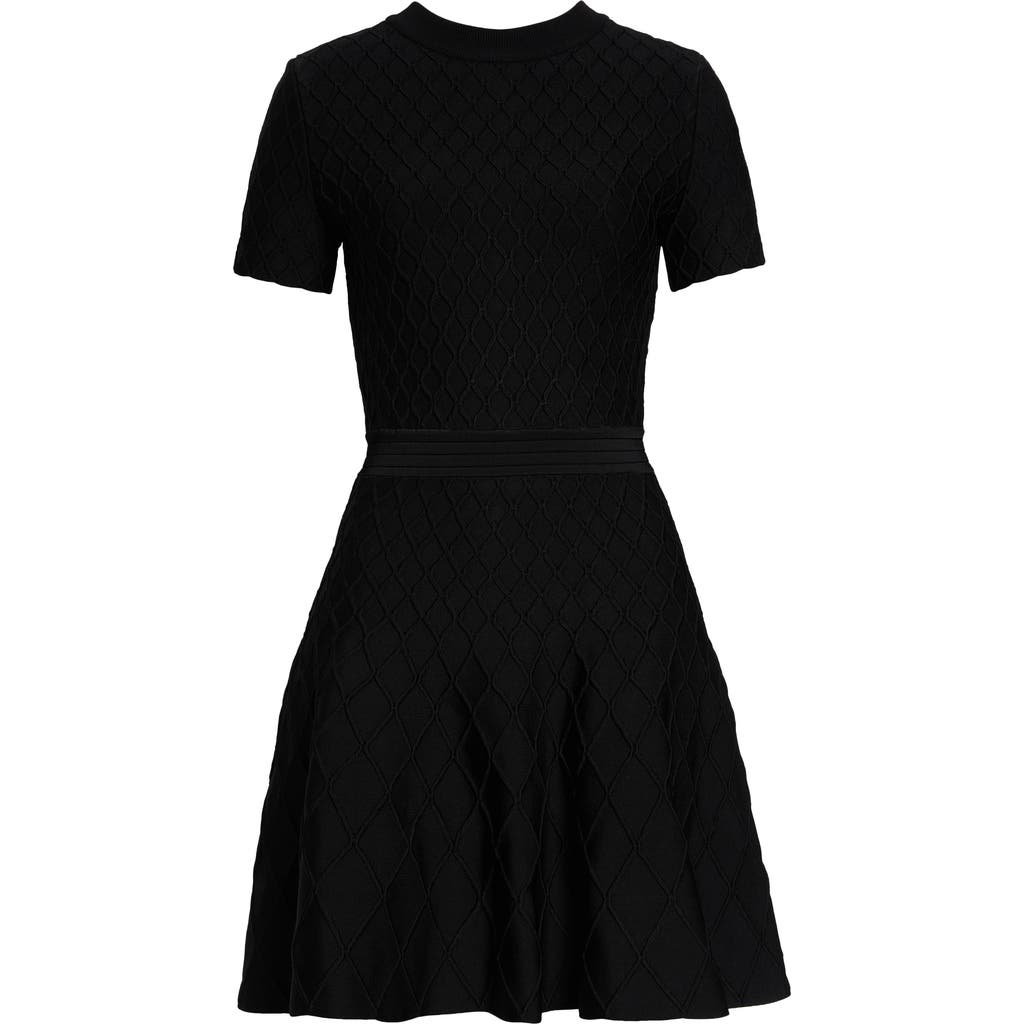 Balmain Balmain Diamond Jacquard Fit & Flare Mini Sweater Dress