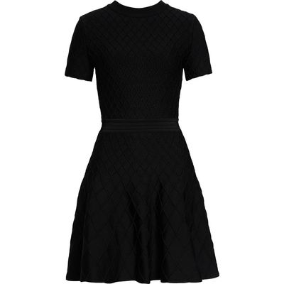 Balmain Balmain Diamond Jacquard Fit & Flare Mini Sweater Dress