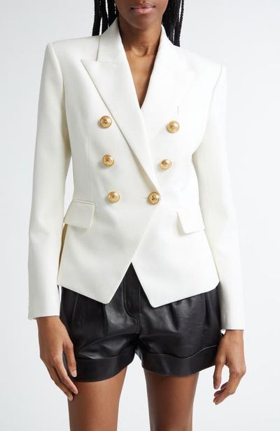 Balmain Balmain Double Breasted Wool Grain de Poudre Blazer