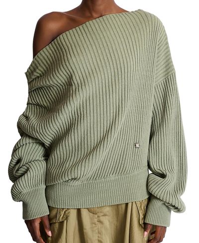 Balmain Balmain Draped Asymmetrical Jumper in Ribbed Silk Knit