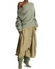 Balmain Balmain Draped Asymmetrical Jumper in Ribbed Silk Knit - 6