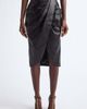 Balmain Balmain Draped High Waist Leather Midi Skirt - 1