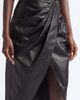 Balmain Balmain Draped High Waist Leather Midi Skirt - 4
