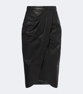 Balmain Balmain Draped leather midi skirt