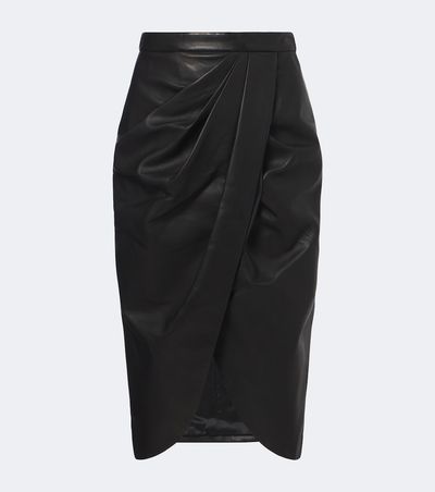 Balmain Balmain Draped leather midi skirt