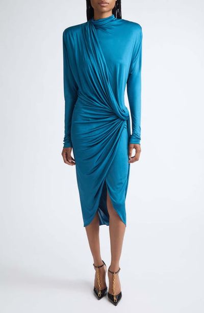 Balmain Balmain Draped Viscose Jersey Midi Dress