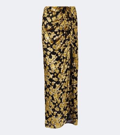 Balmain Balmain Embellished jacquard velvet maxi skirt