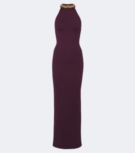 Balmain Balmain Embellished knitted halterneck gown