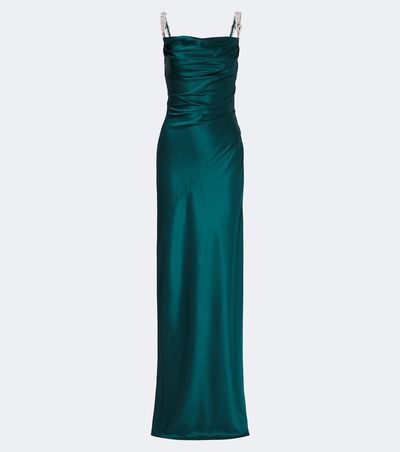 Balmain Balmain Embellished ruched silk satin gown