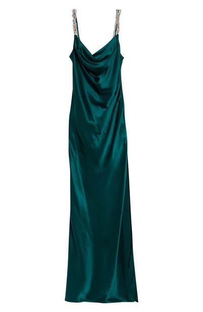 Balmain Balmain Embellished Strap Cowl Neck Silk Column Gown