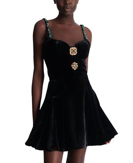 Balmain Balmain Embellished Strappy Velvet Dress