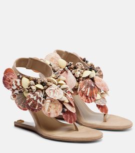 Balmain Balmain Embellished suede slingback wedges
