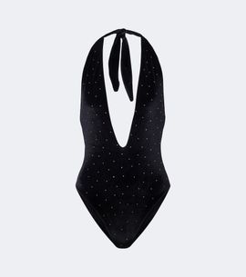 Balmain Balmain Embellished velvet swimsuit