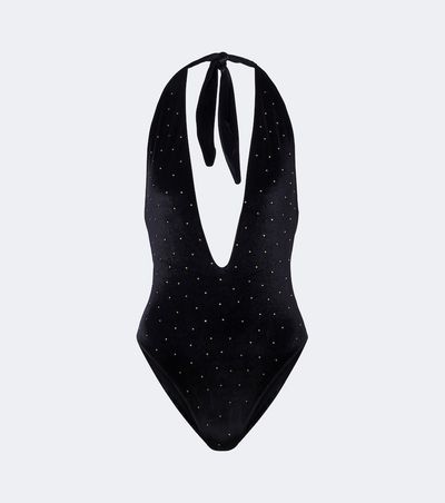 Balmain Balmain Embellished velvet swimsuit