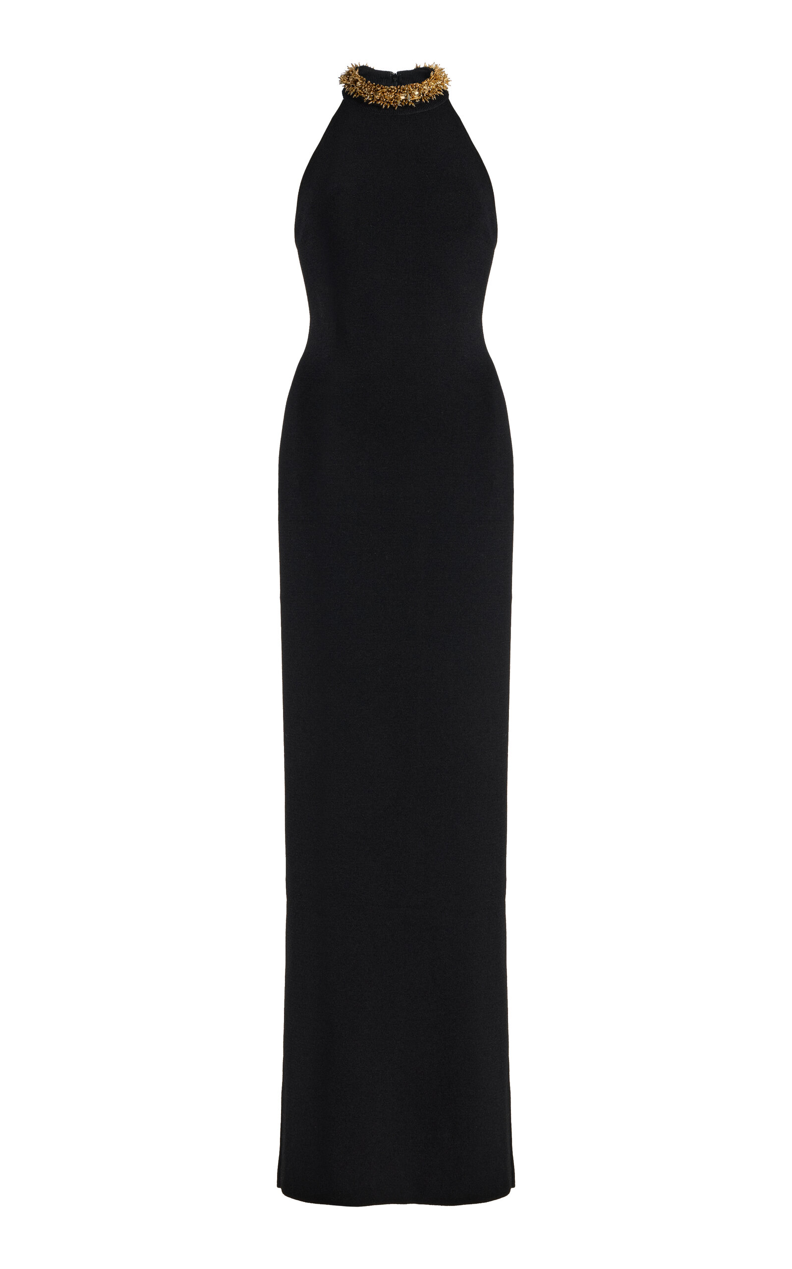 Balmain Balmain EmbroideredCollar Slit Dress