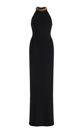 Balmain Balmain EmbroideredCollar Slit Dress