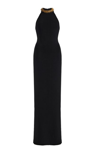 Balmain Balmain EmbroideredCollar Slit Dress