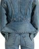 Balmain Balmain Faded Denim Peplum Jacket - 5
