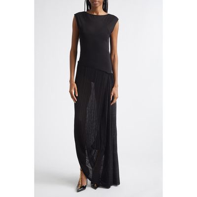 Balmain Balmain Fléchage Draped Sheer Dress