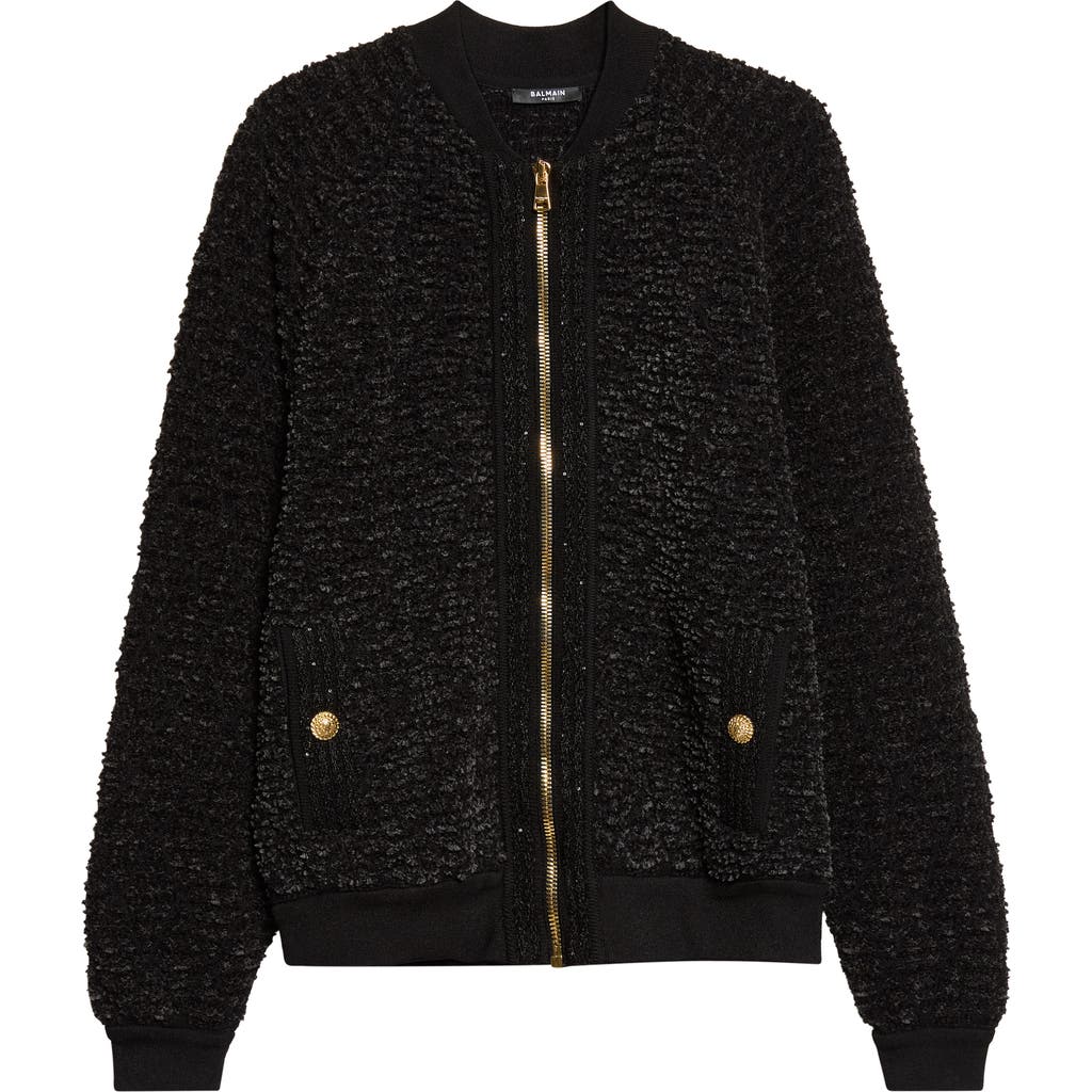 Balmain Balmain Fluffy Wool & Cotton Blend Tweed Jacket