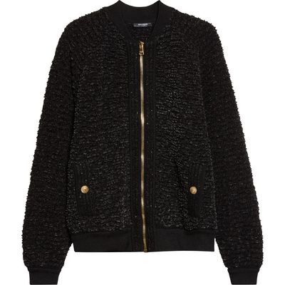 Balmain Balmain Fluffy Wool & Cotton Blend Tweed Jacket