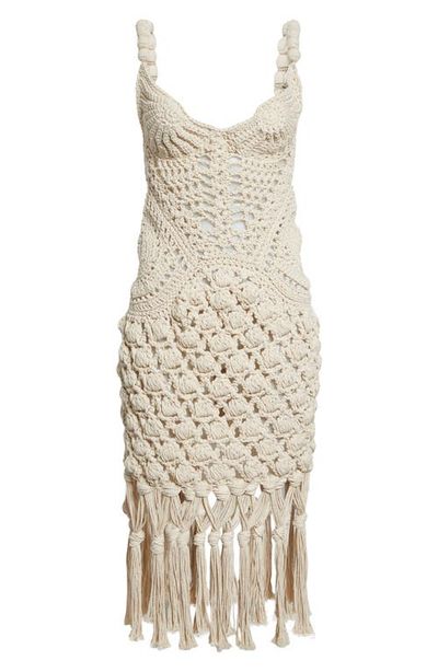 Balmain Fringe Cotton Crochet Dress