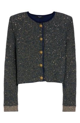 Balmain Balmain Glitter Fringe Tweed Cardigan
