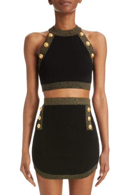 Balmain Balmain Golden Trim Six-Button Knit Crop Top