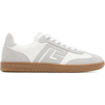 BALMAIN BALMAIN Gray & White 'Balmain Swan' Suede Sneakers