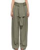 BALMAIN BALMAIN Green Twill High-Waisted Trousers - 1