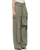 BALMAIN BALMAIN Green Twill High-Waisted Trousers - 2