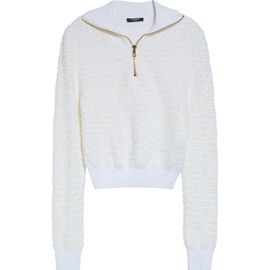 Balmain Balmain Half Zip Tweed Jacquard Sweater