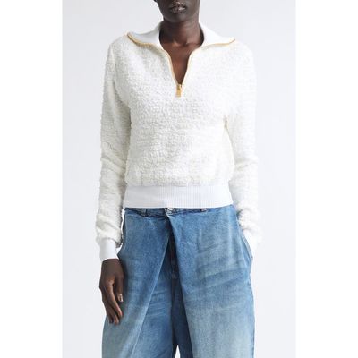 Balmain Balmain Half Zip Tweed Jacquard Sweater
