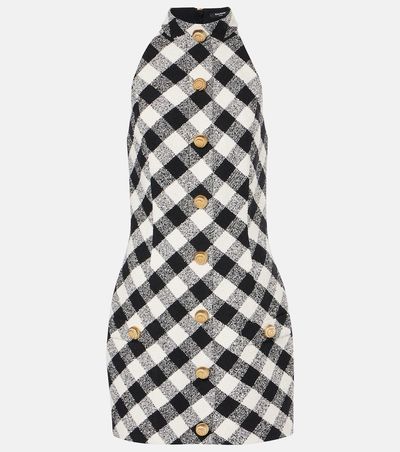 Balmain Balmain Halterneck cotton-blend tweed minidress