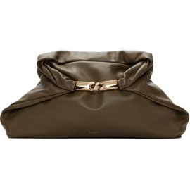 BALMAIN BALMAIN Khaki 'Dinner At 8' Medium Smooth Leather Clutch