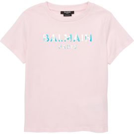 Balmain Balmain Kids' Metallic Logo Cotton Graphic Tee