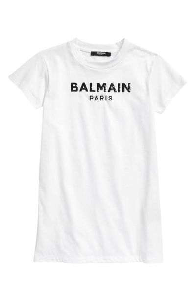 Balmain Balmain Kids' Sequin Logo Cotton T-Shirt Dress