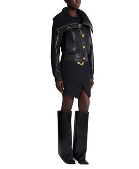 Balmain Balmain Lambskin and Knit Bomber Jacket
