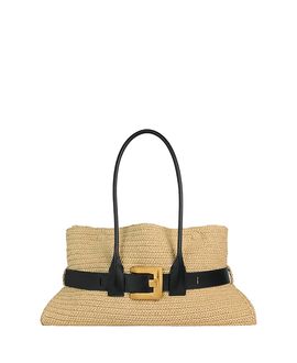 Balmain Balmain Large Anthem Bag in Smooth Leather and Crochet